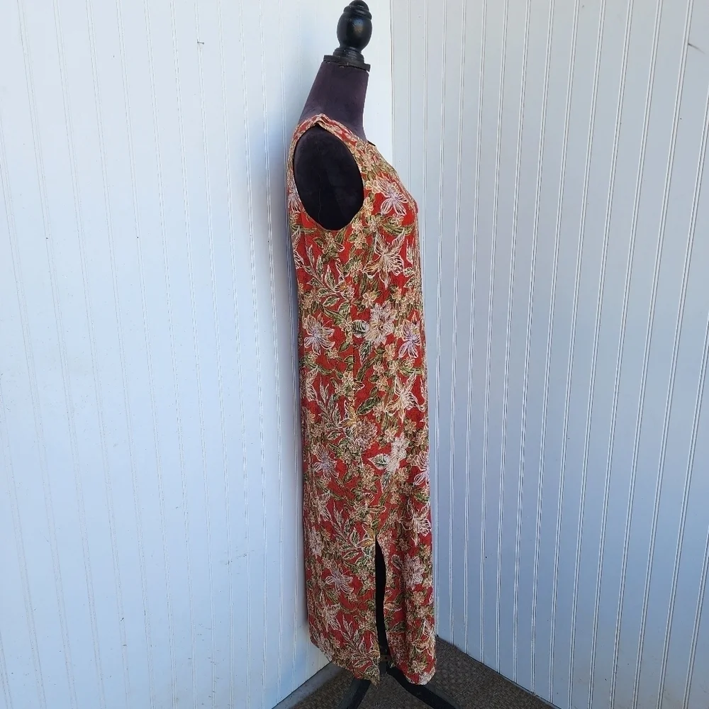NWT Style & Co. Collection Dress 100% Silk Maxi Tilts & Liner Tropical Red 10P